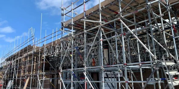 supported scaffolding through pipe